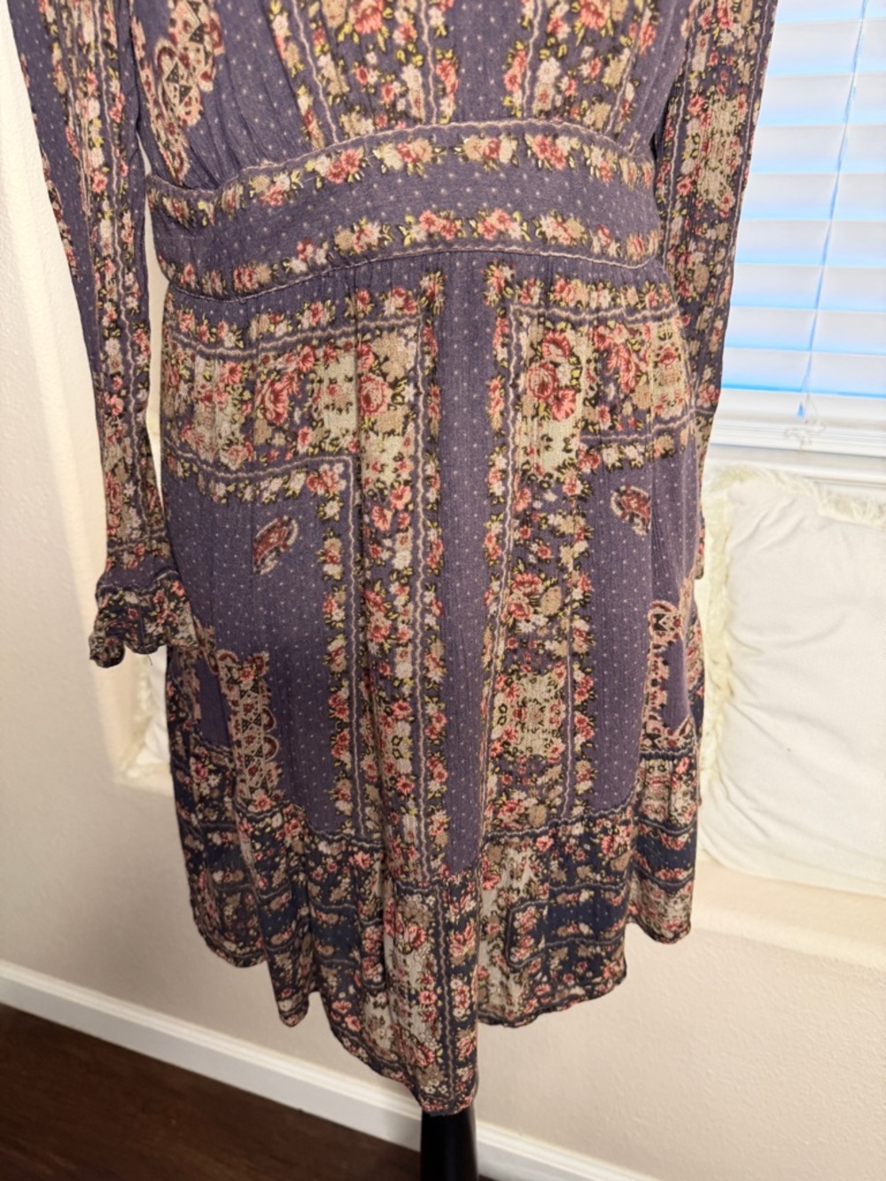 Free People Bridgette Boho Floral Patchwork Peasant Dress - Picture 5 of 10